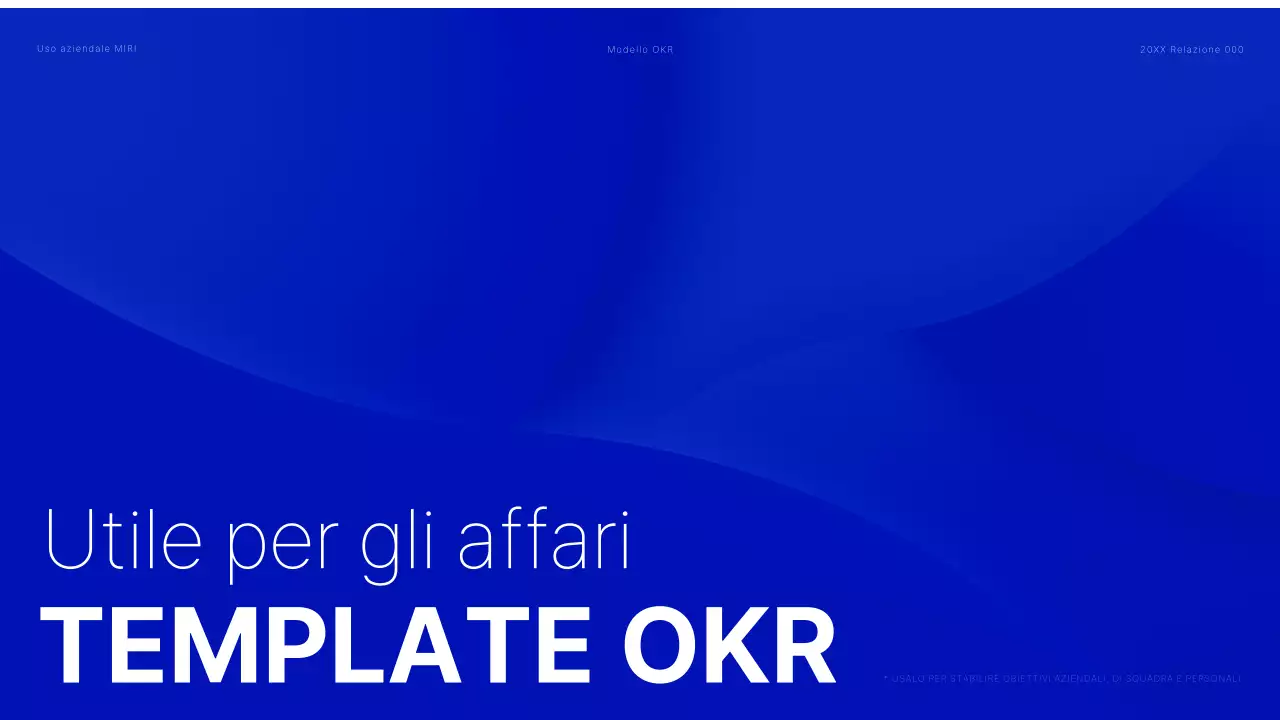 Un moderno rapporto OKR in blu e bianco