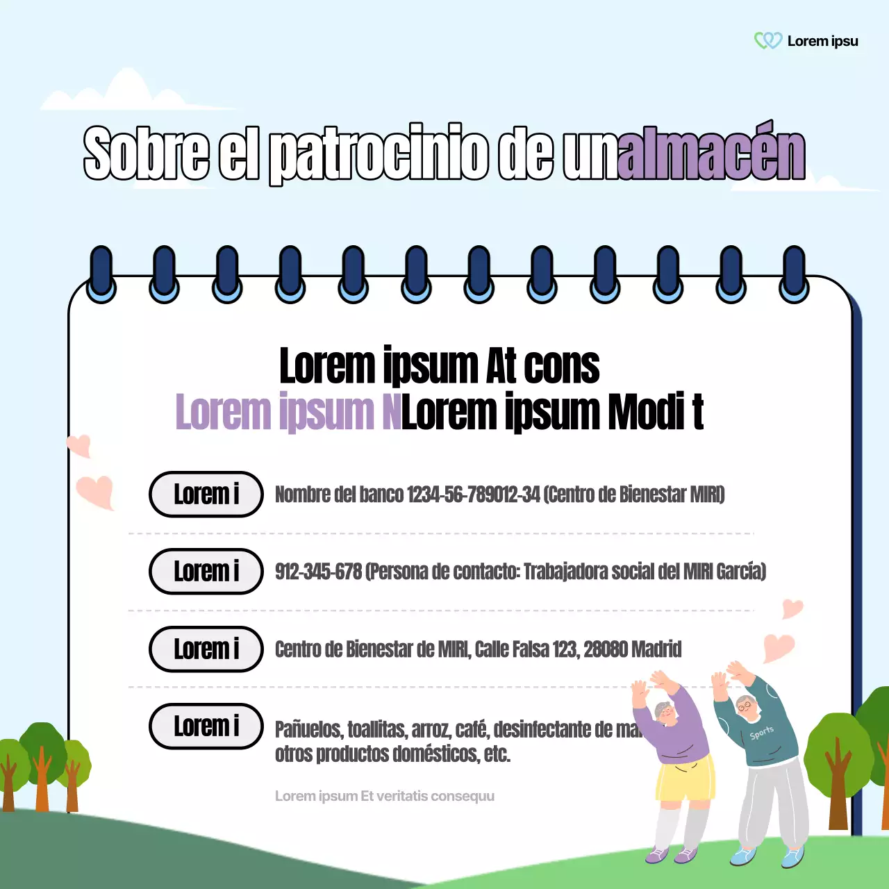 Un bonito post sobre la oficina de bienestar social en verde y arco iris