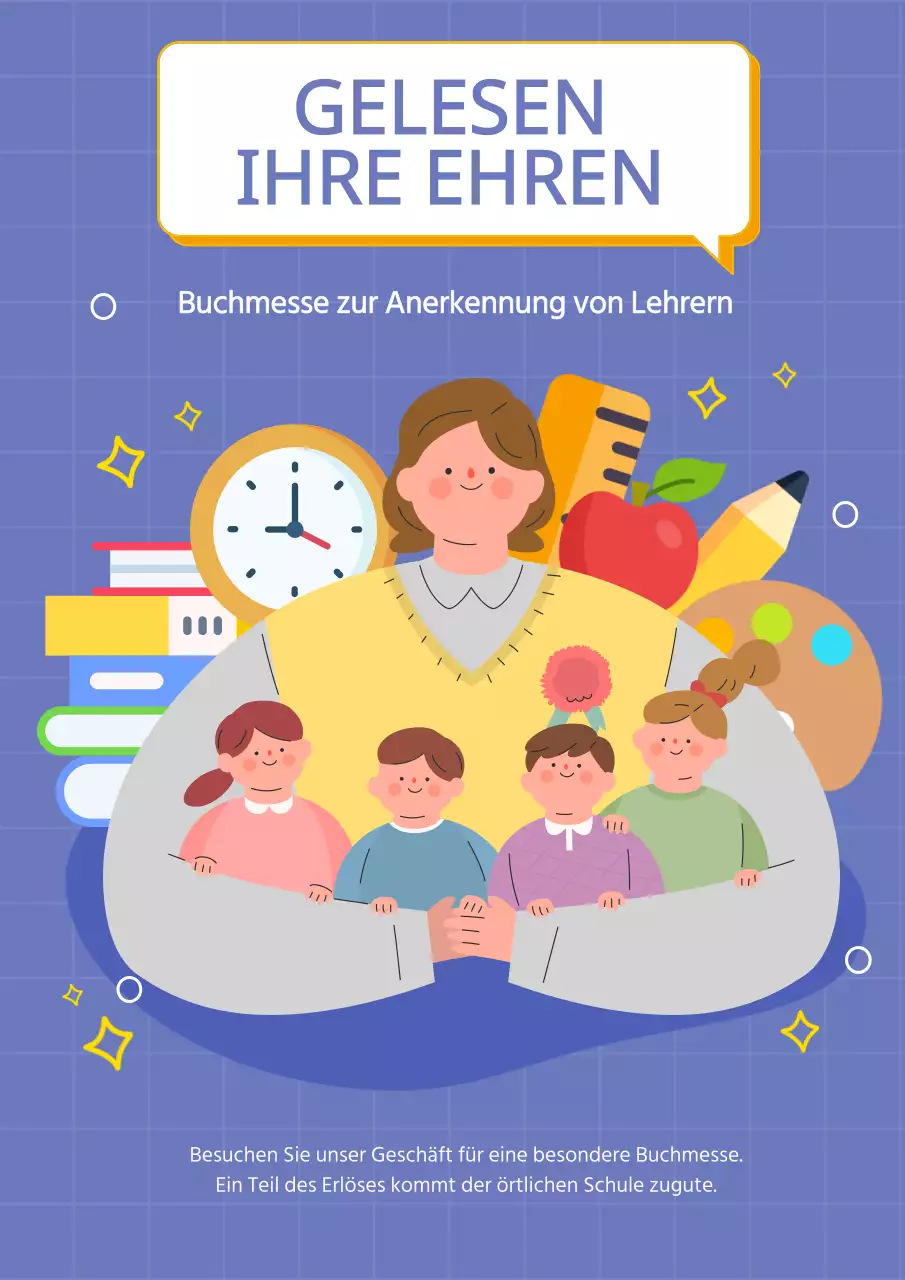 Lila und Weiß Charming Teachers' Day Reading Event Anzeige