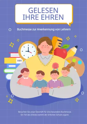 Lila und Weiß Charming Teachers' Day Reading Event Anzeige