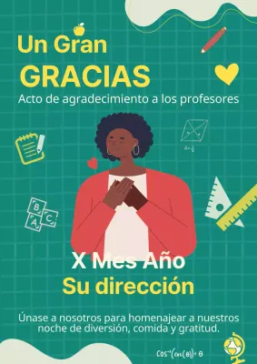 Publicidad verde y amarilla de moda para el Día de los Docentes