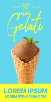 Promote a store with a photo of a light blue ice cream and a no parking sign