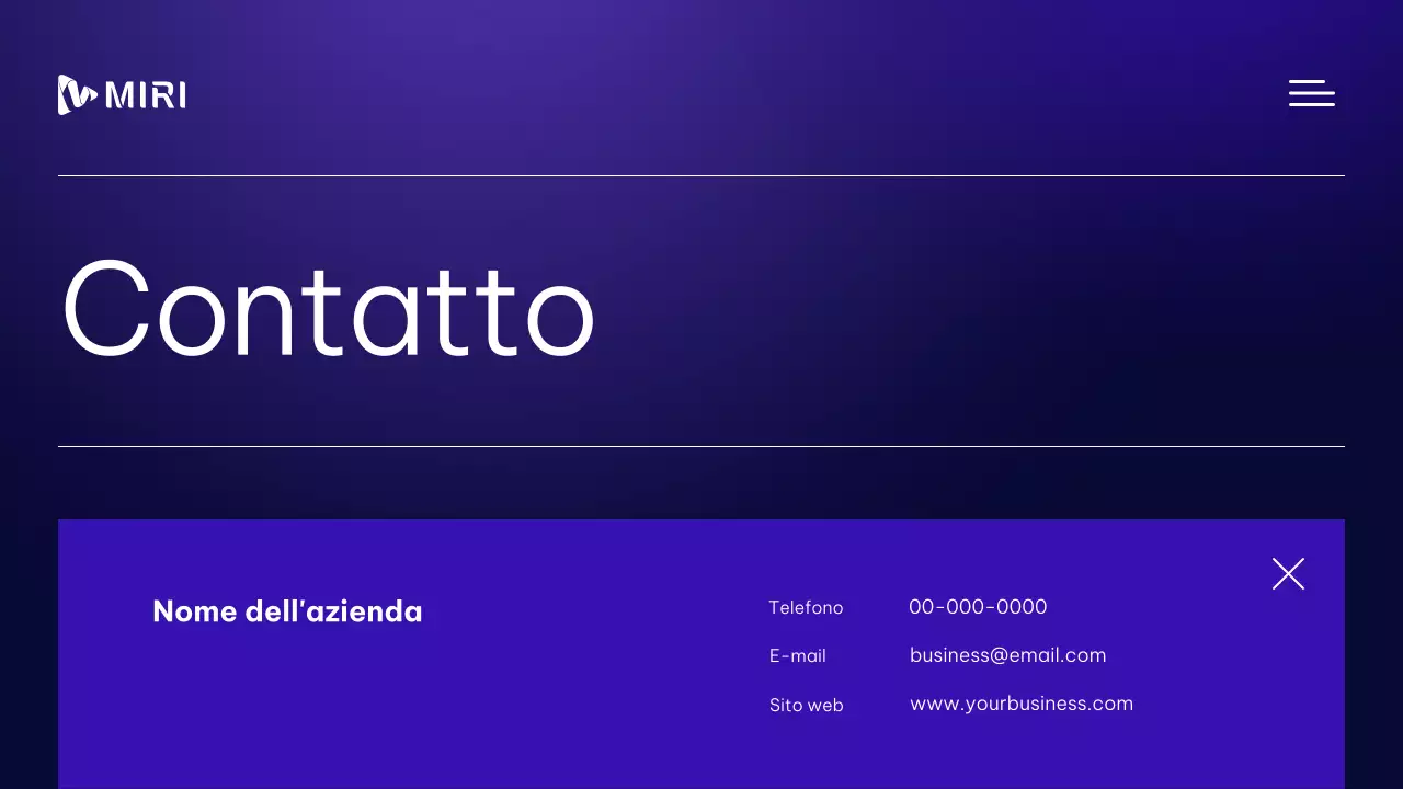 Materiali moderni e professionali per il profilo aziendale in viola e bianco