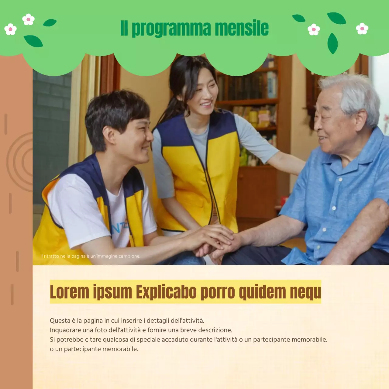 Newsletter minimalista per il settore pubblico in chartreuse e marrone