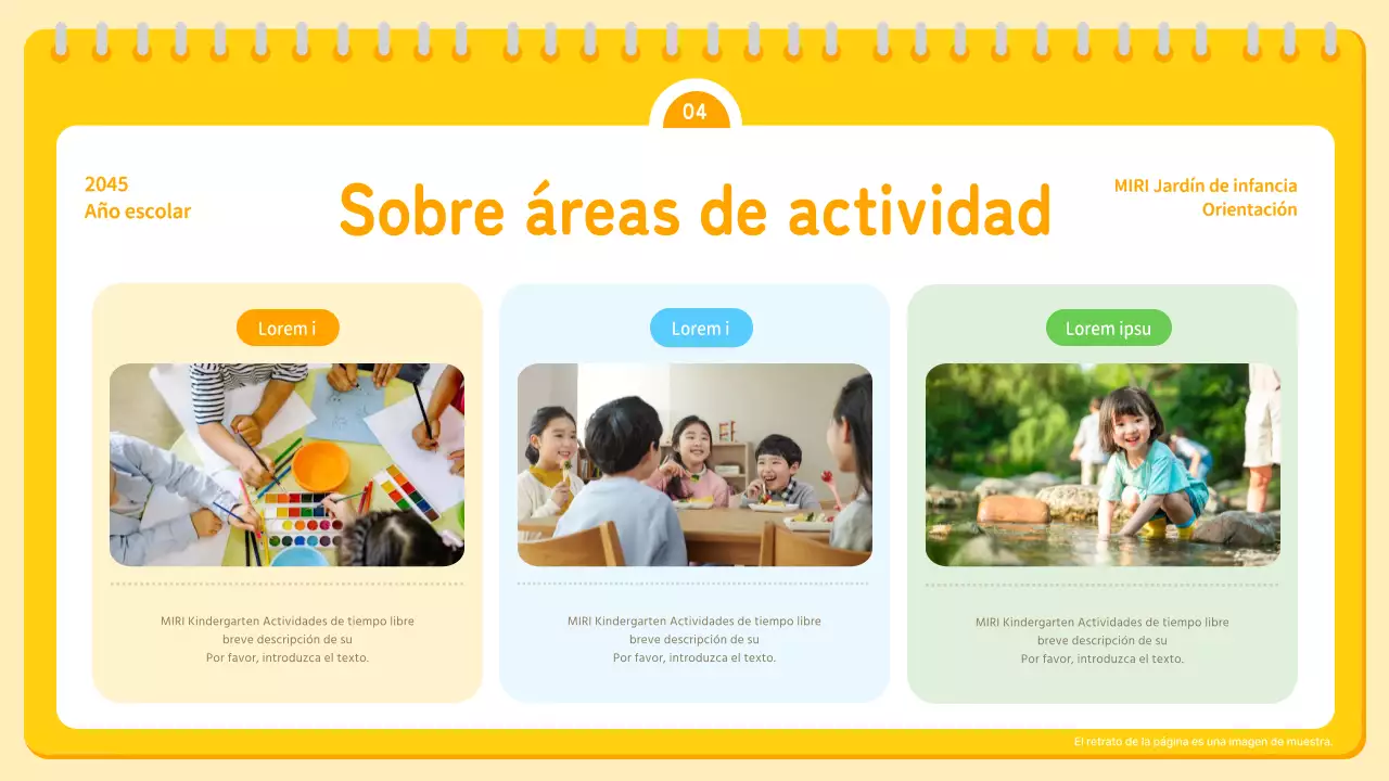 Presentación amarilla y naranja de orientación preescolar