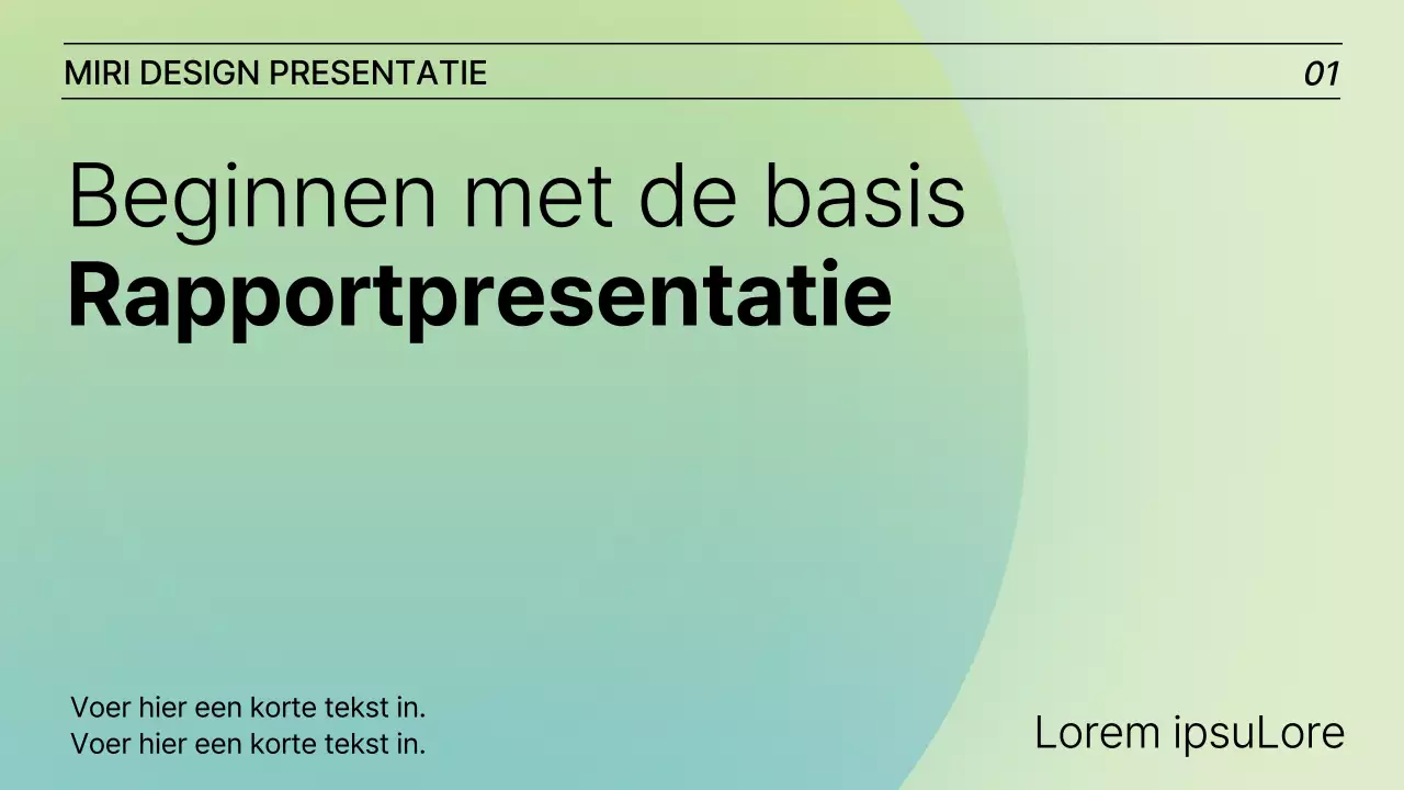Een eenvoudig, limoengroen presentatierapport