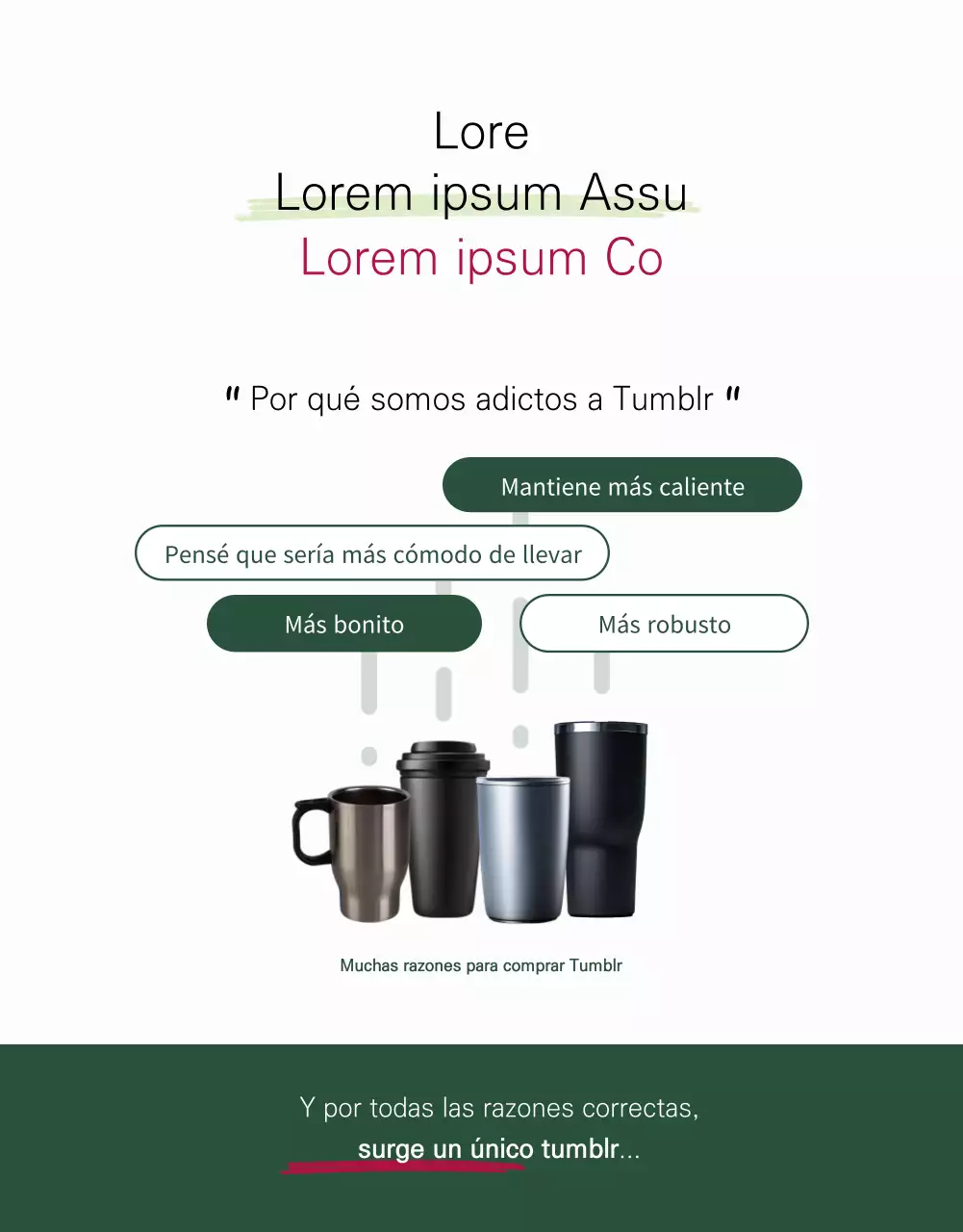 Un anuncio Tumblr minimalista en blanco y verde