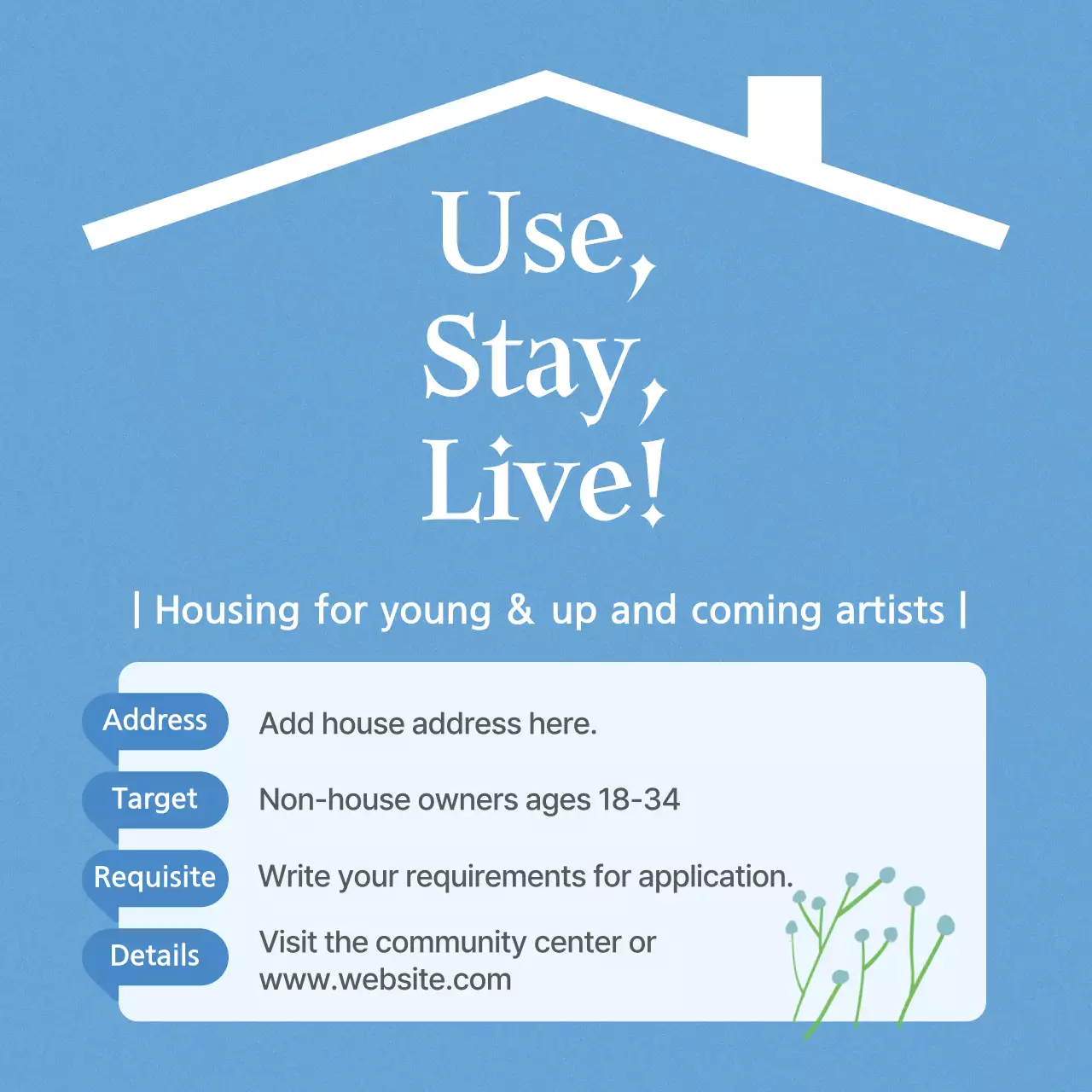 Blue Minimal Housing Promotion Instagram Post