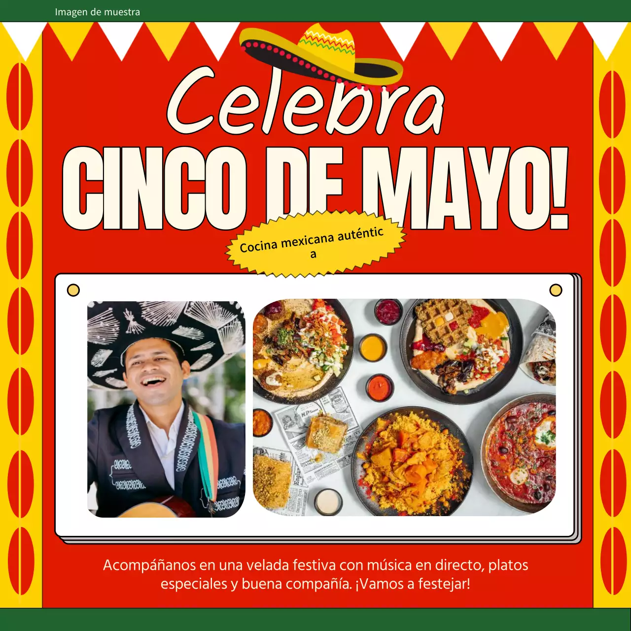 Red and Green Kitsch Mexican Restaurant Publicidad de eventos