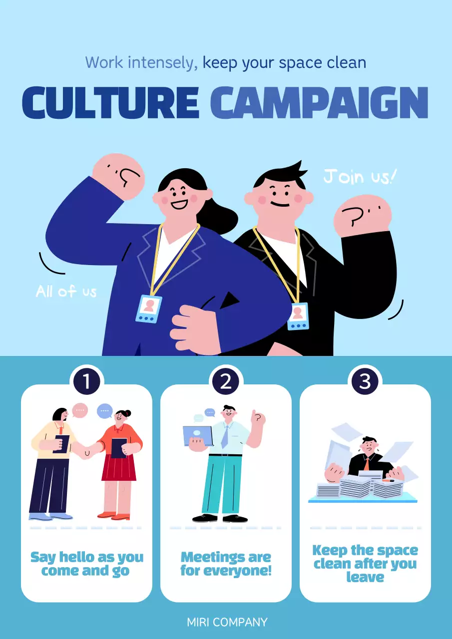 Blue Modern Workplace Guideline Poster