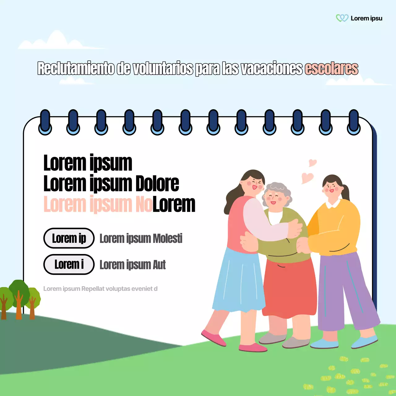 Un bonito post sobre la oficina de bienestar social en verde y arco iris