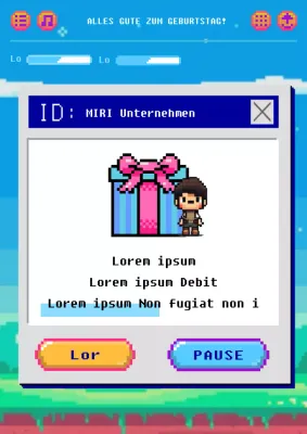 Geburtstagswünsche im Retro-Stil in Hellblau und Rosa