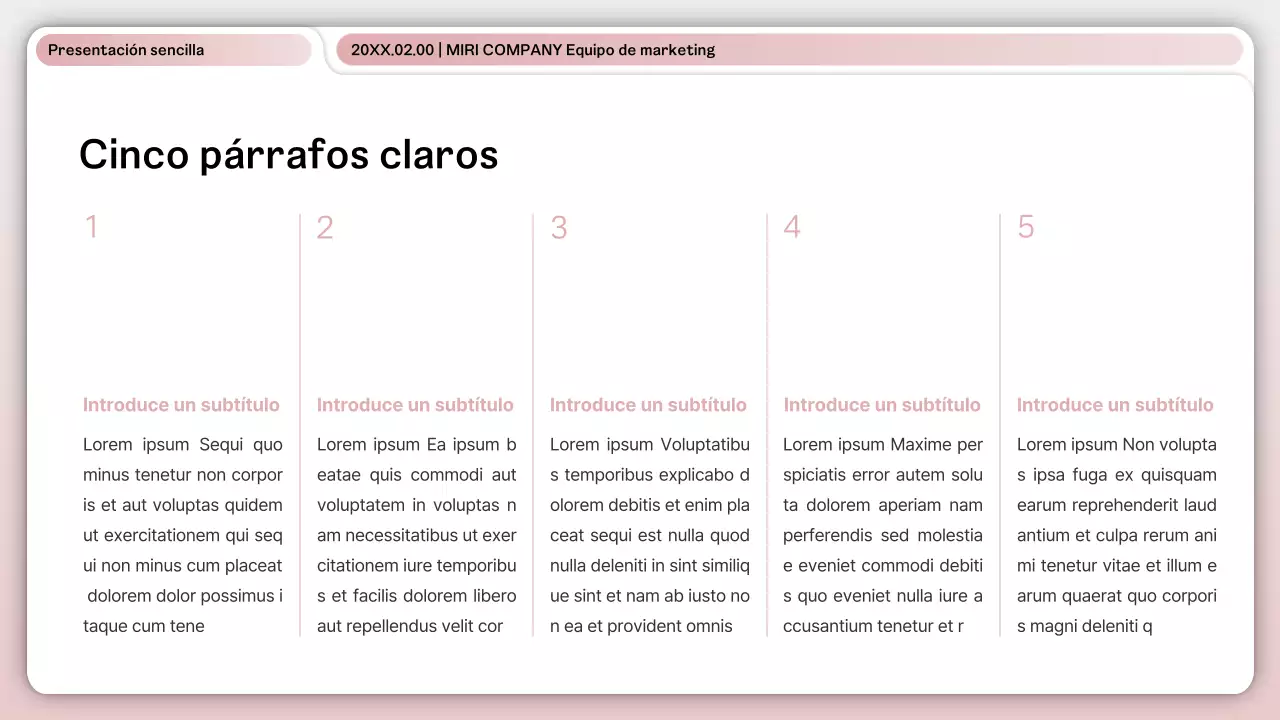 Una sencilla presentación en blanco y rosa