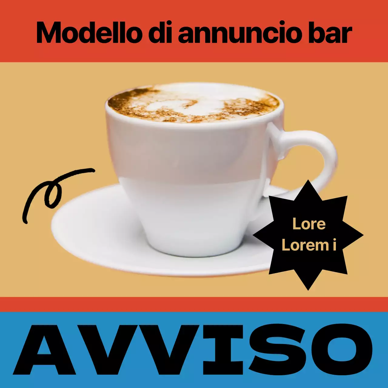 Promuovere un caffè di ispirazione vintage in giallo e rosso