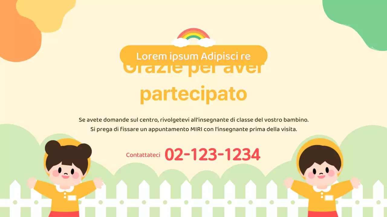 Presentazione di orientamento per l'asilo nido giallo