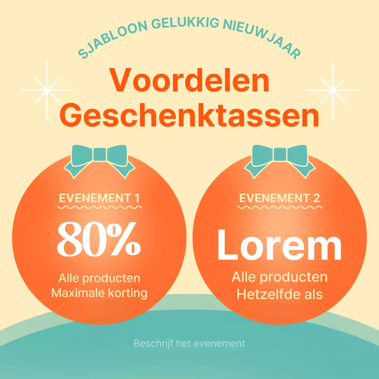 Een oosters vakantiesjabloon in oranje en mint promoten