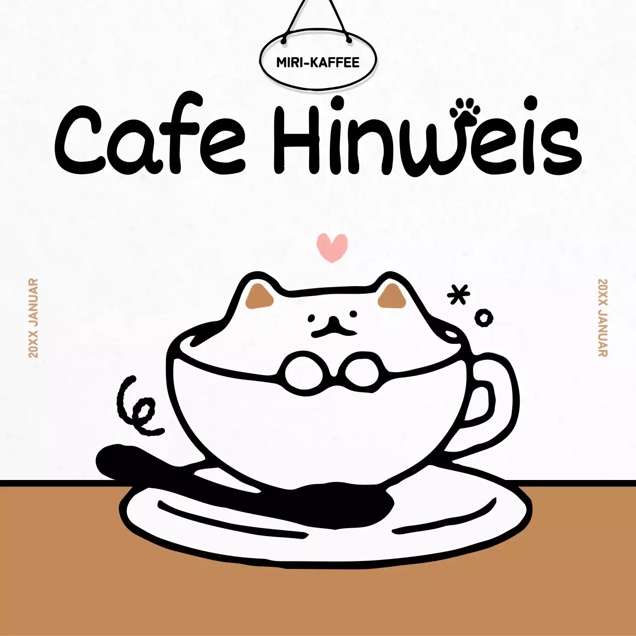 Braune, gemütliche Cafe-Ankündigungen