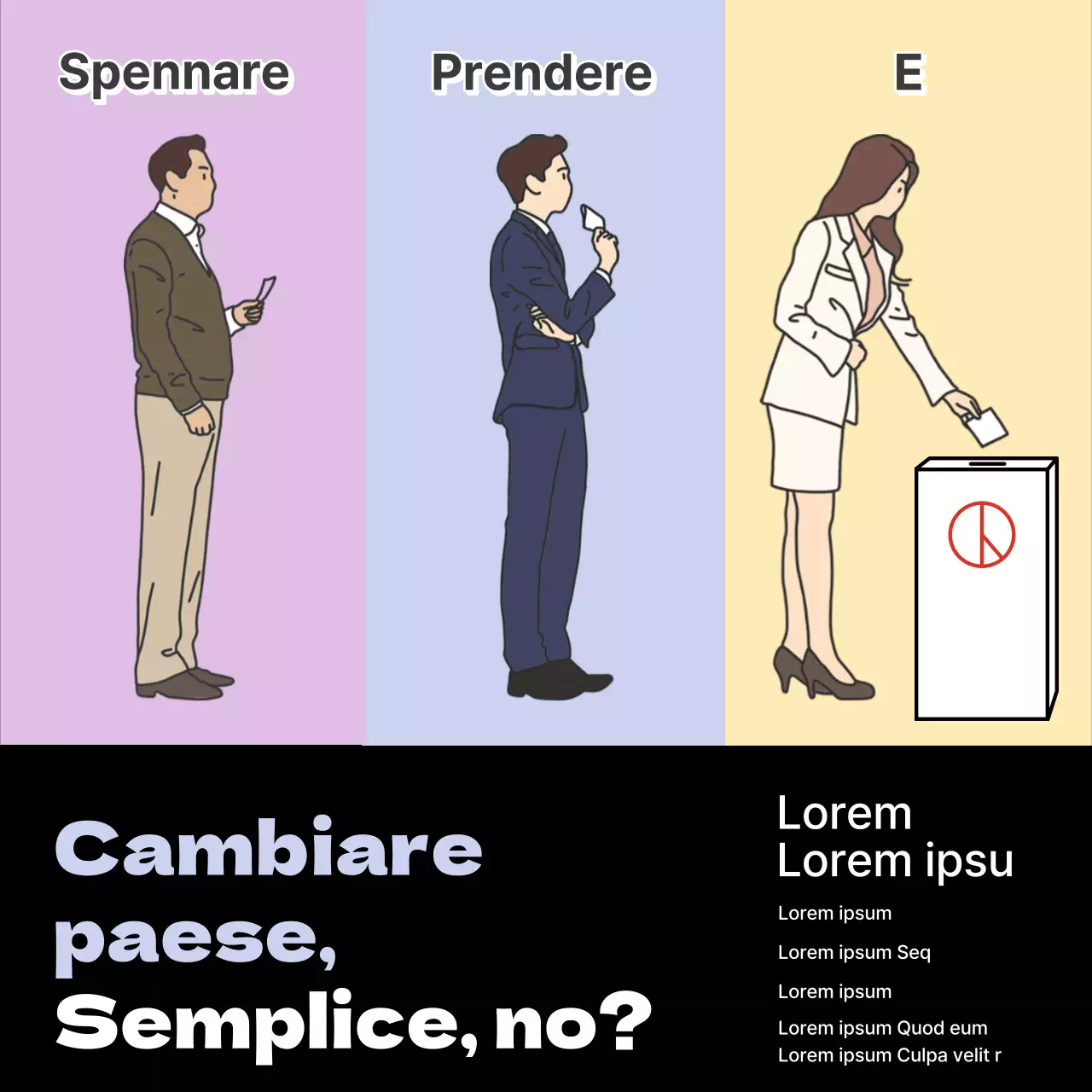 Semplice annuncio di incoraggiamento al voto in nero e malva