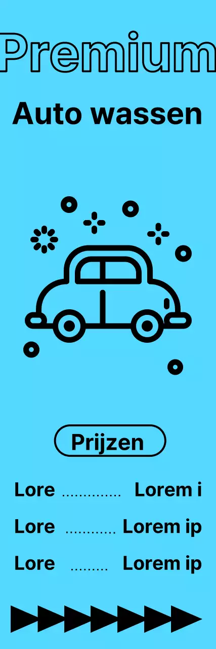 Locaties en prijzen van autowasstraten in zwarte tekst op een blauwe achtergrond