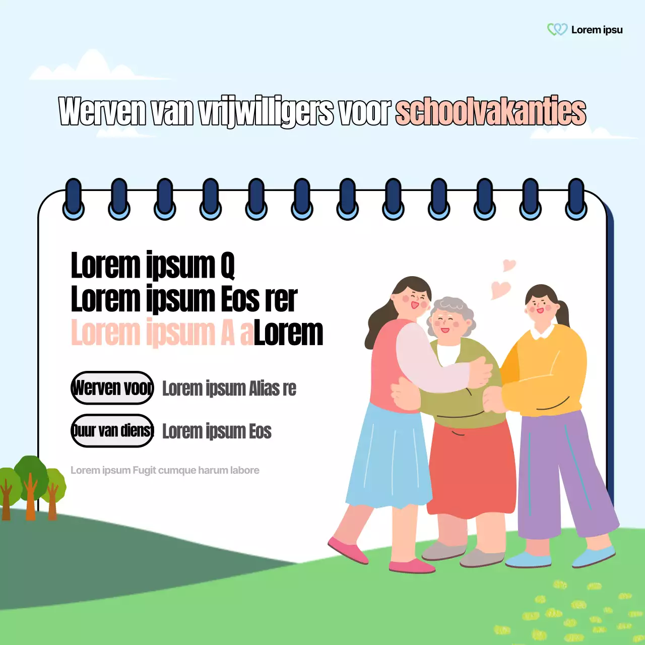 Een mooi bericht over het welzijnskantoor in groen en regenbogen