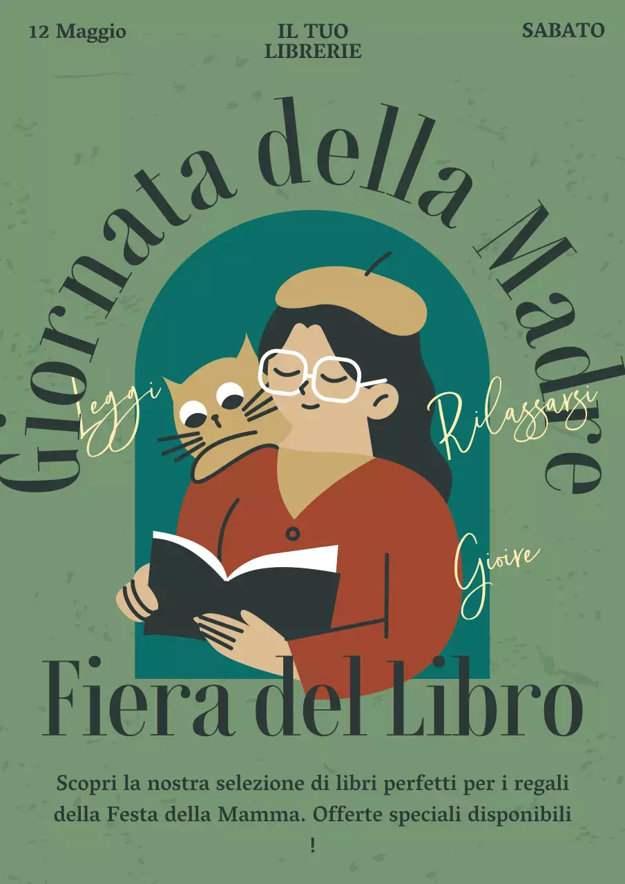 Promuovere una fiera del libro vintage per la festa della mamma in cachi