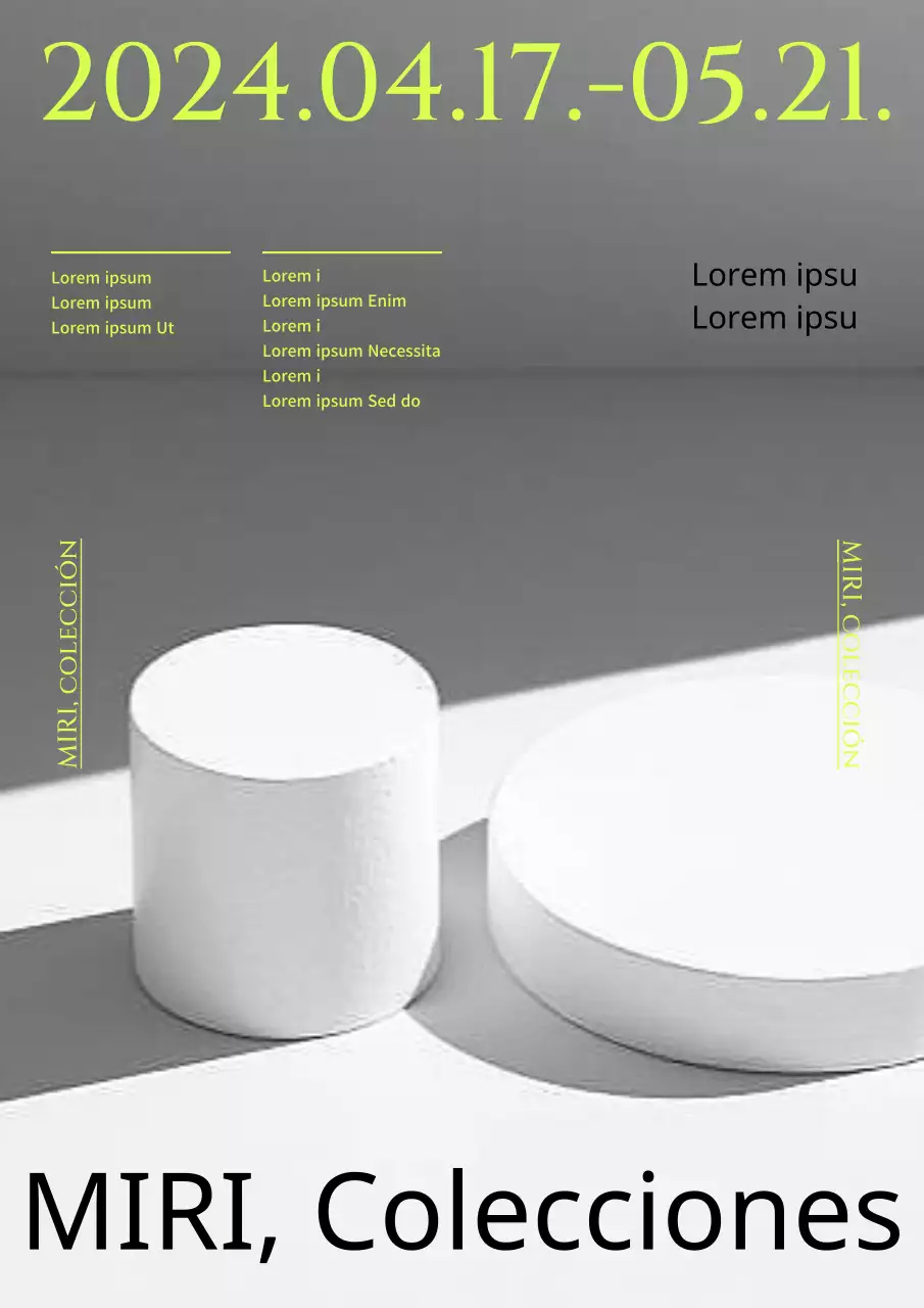 Calmantes exposiciones de museos de arte en blanco y negro y colores de puntos fluorescentes