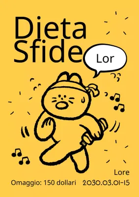 Un semplice annuncio di reclutamento per la sfida della dieta in giallo e nero