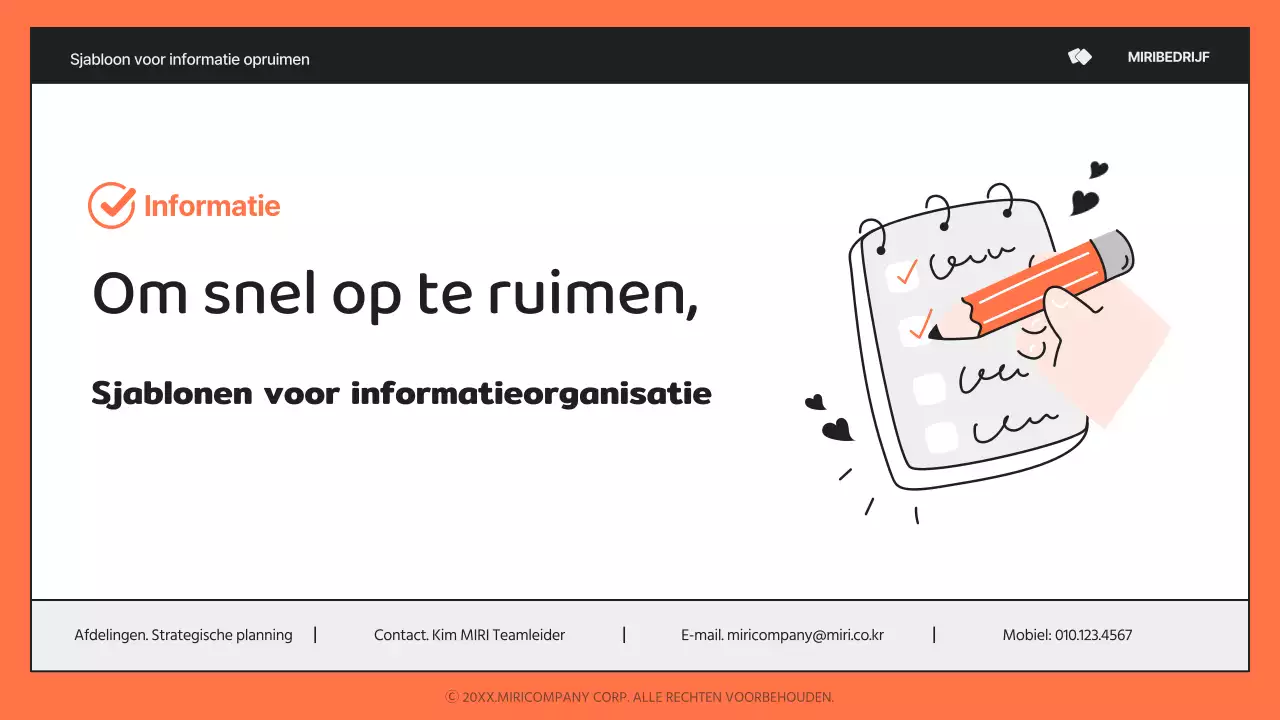 Een eenvoudig oranje-en-zwart, informatierijk rapport