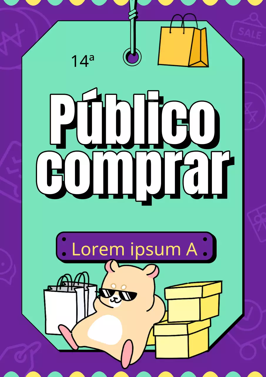 Um simples anúncio de co-compra em roxo e menta