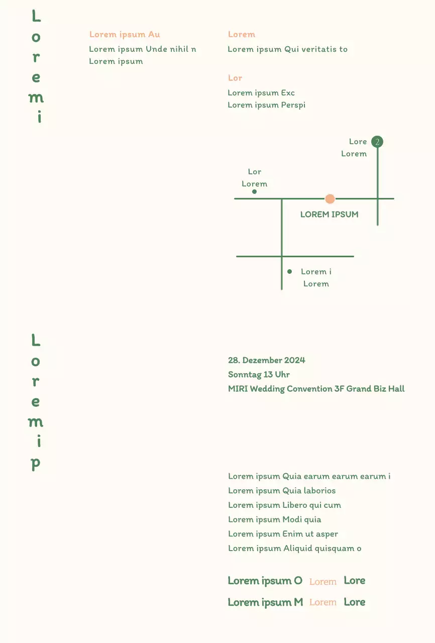 Grüne Einladung mit ruhiger, klarer Typografie