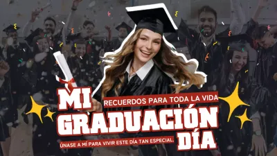Una historia de graduación moderna en rojo y amarillo