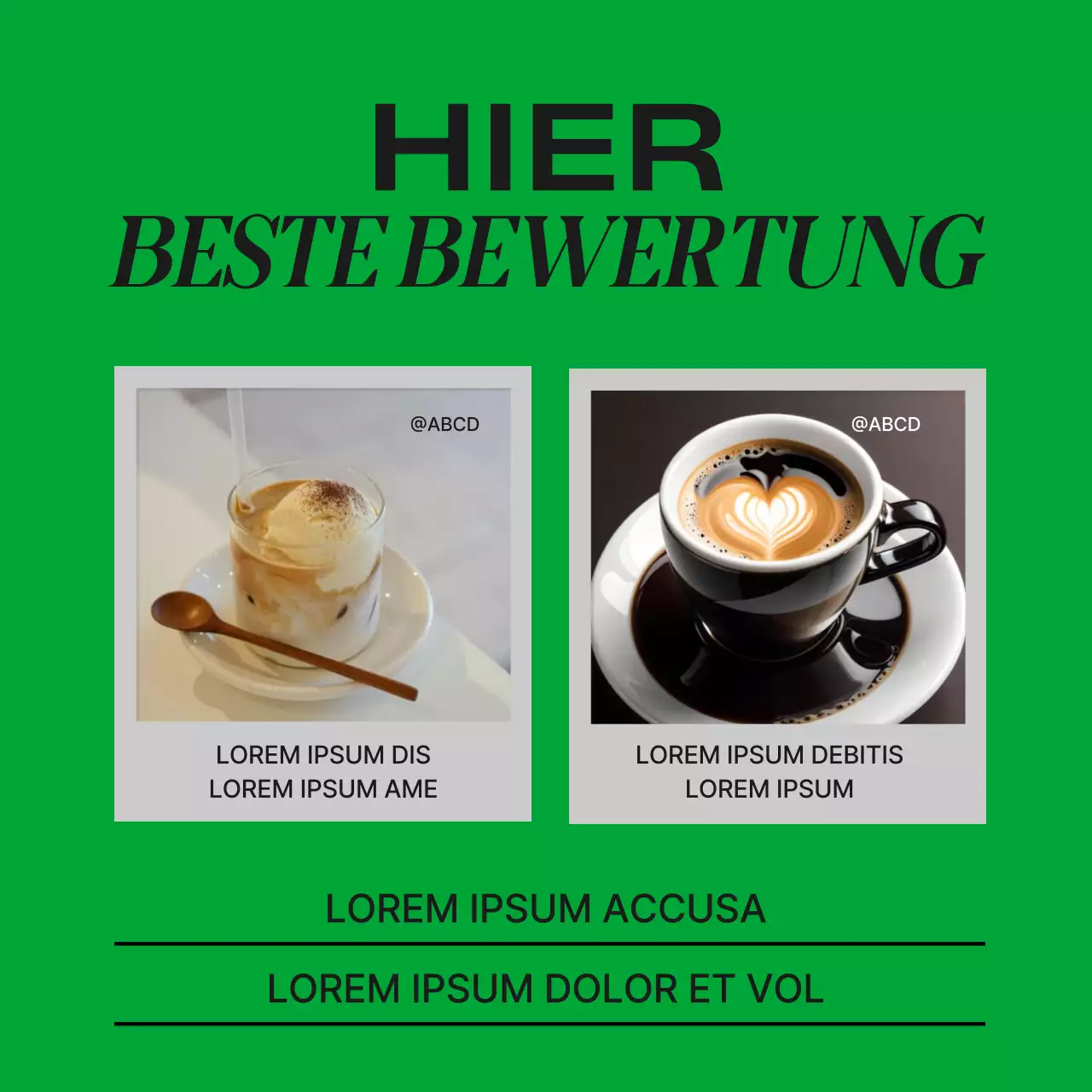 Förderung einer einfachen grün-orangenen Café-Ankündigung