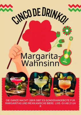 Grüner und roter Kitsch Cinco de Mayo Drinks Event Werbung