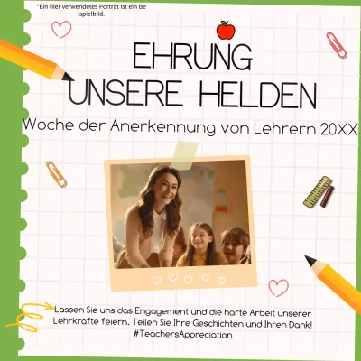 Grüne und gelbe Trendy Teachers' Day Werbung für Veranstaltungen