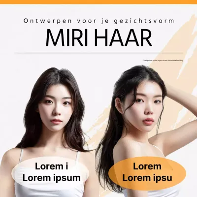 Oranje standaard haarmodel voor en na advertenties