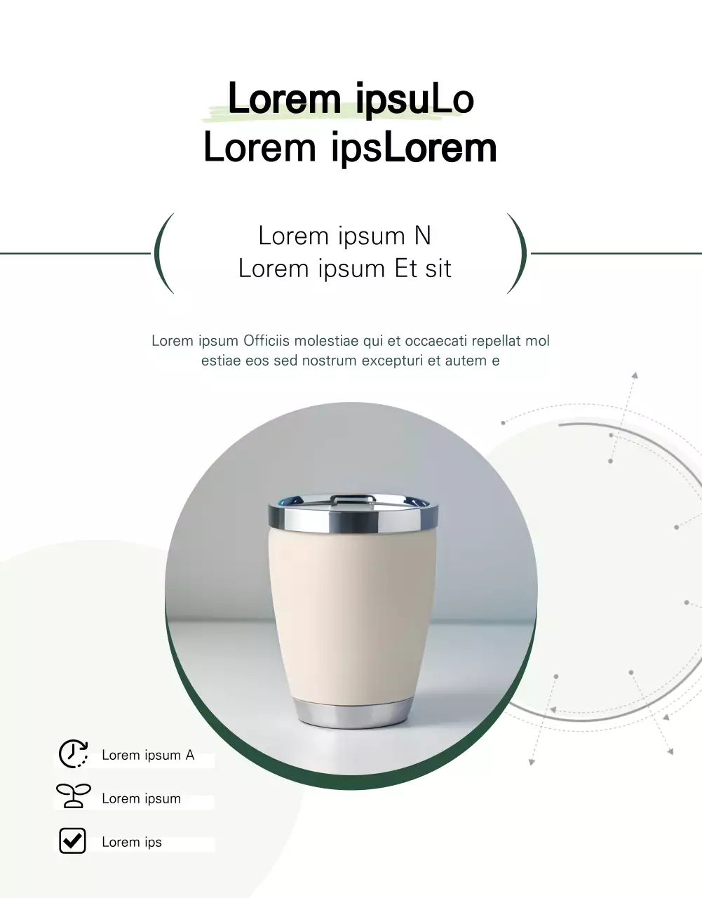 Eine minimalistische Tumblr-Neuankömmlingsanzeige in Weiß und Grün