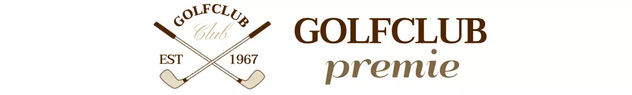 Golfclubs met bruin gekleurd golfclublogo voor een eersteklas gevoel