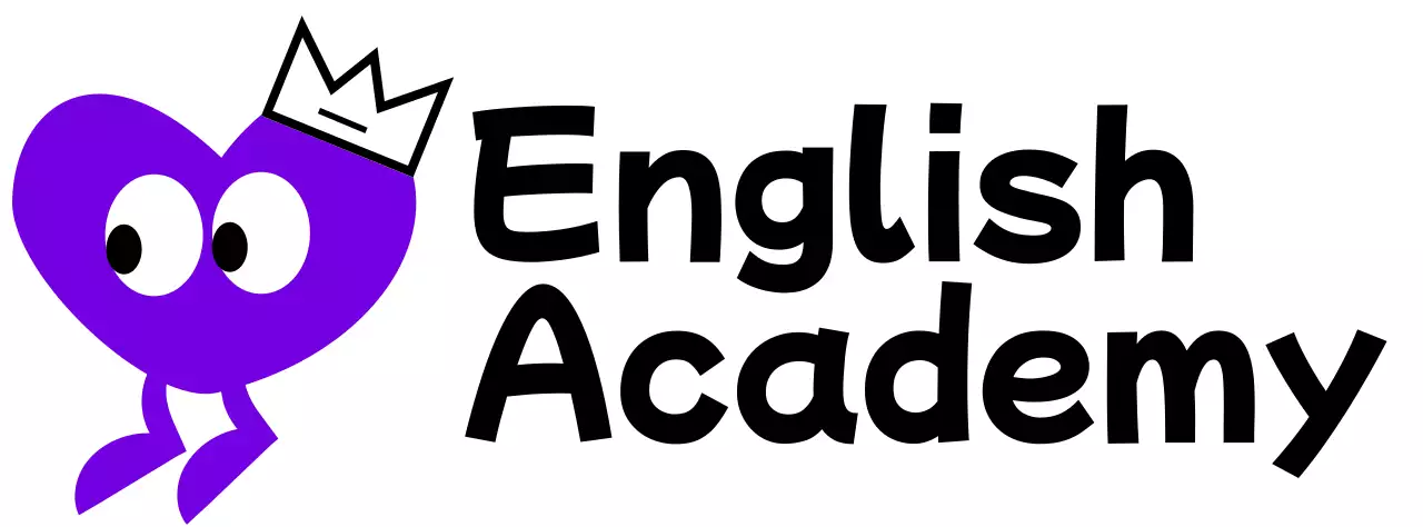 English Academy with a cute concept featuring a purple heart character