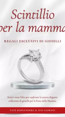 Vendita di gioielli eleganti in argento e rosso per la festa della mamma Pubblicità