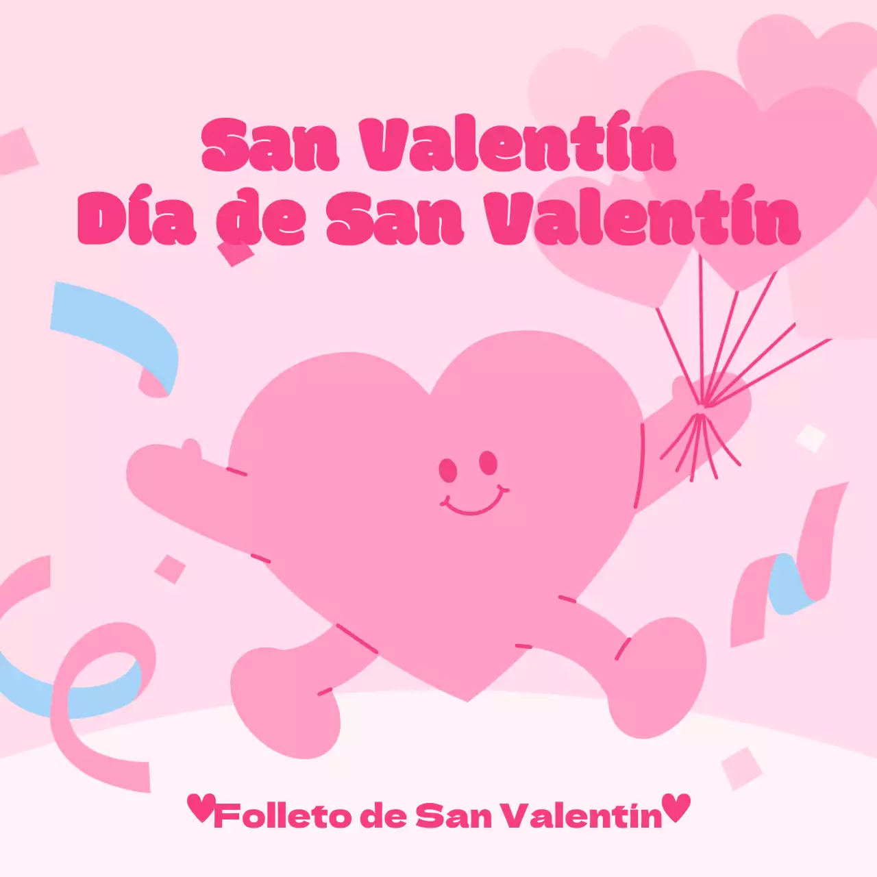 Un bonito anuncio de San Valentín en rosa y azul claro