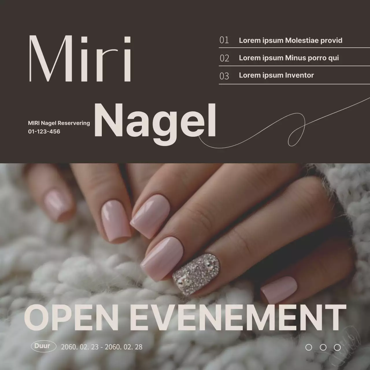 Over het openingsevenement van een eenvoudige nagelsalon in bruin en ivoor