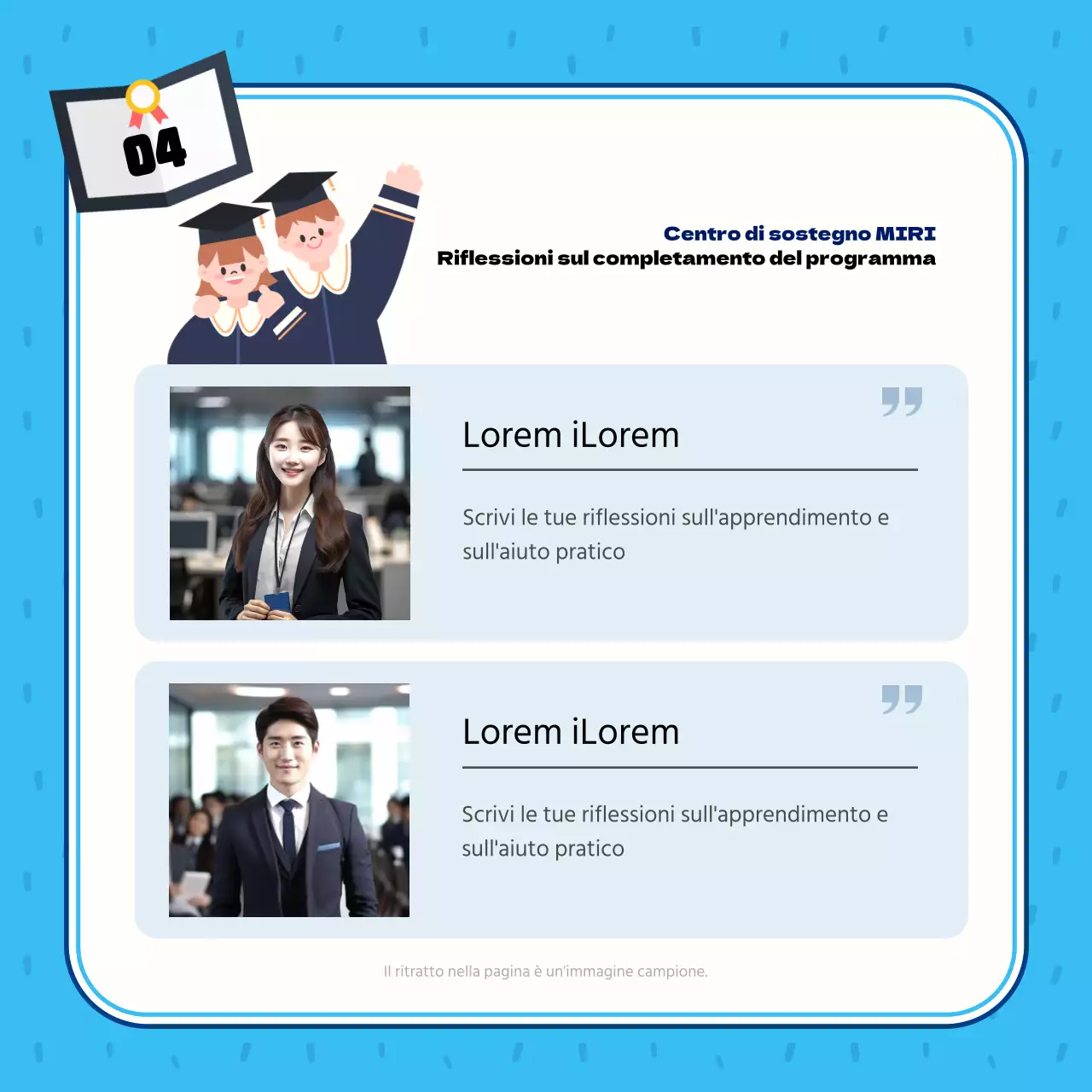 Palo di completamento centrale blu e azzurro