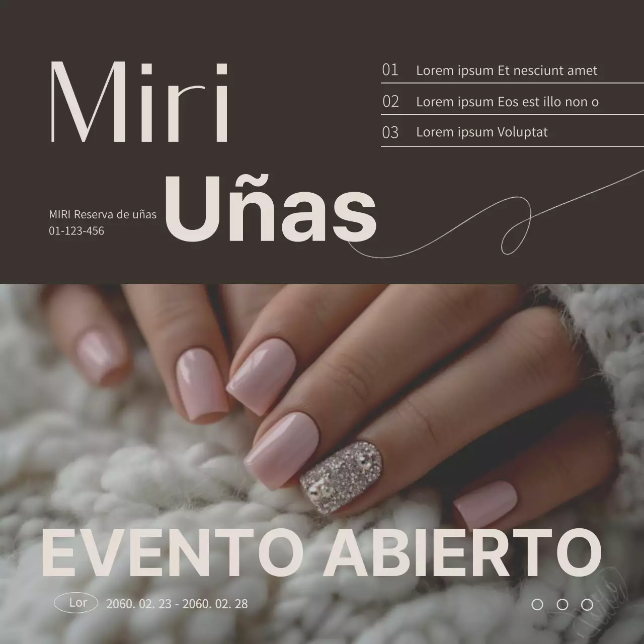 Sobre el acto de inauguración de un sencillo salón de manicura en marrón y marfil