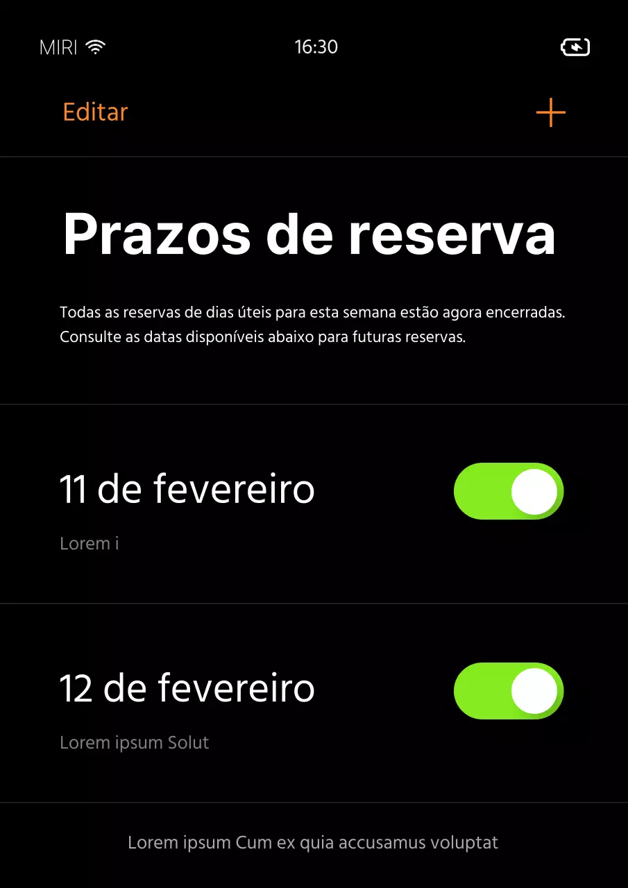 Um anúncio de reserva simples em preto e verde-limão