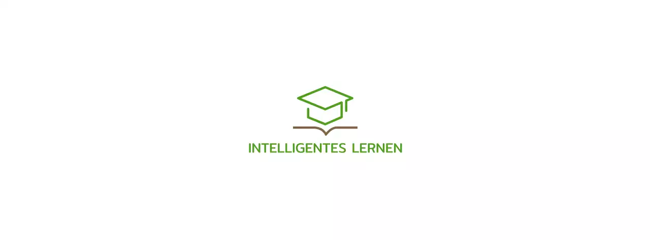 Intelligentes Lernen mit grüner Bachelor-Mütze und Buchillustrationslogo