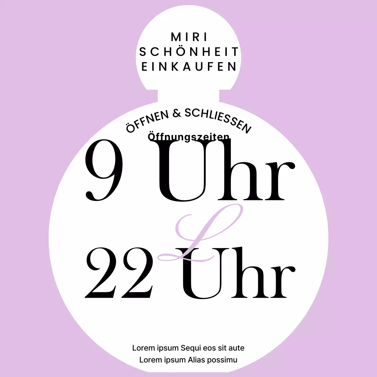 Einfache lilafarbene Ankündigung der Betriebszeiten