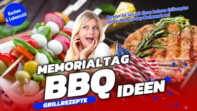 Trendige amerikanische Memorial-Day-Rezepte mit blauen Farbtupfern