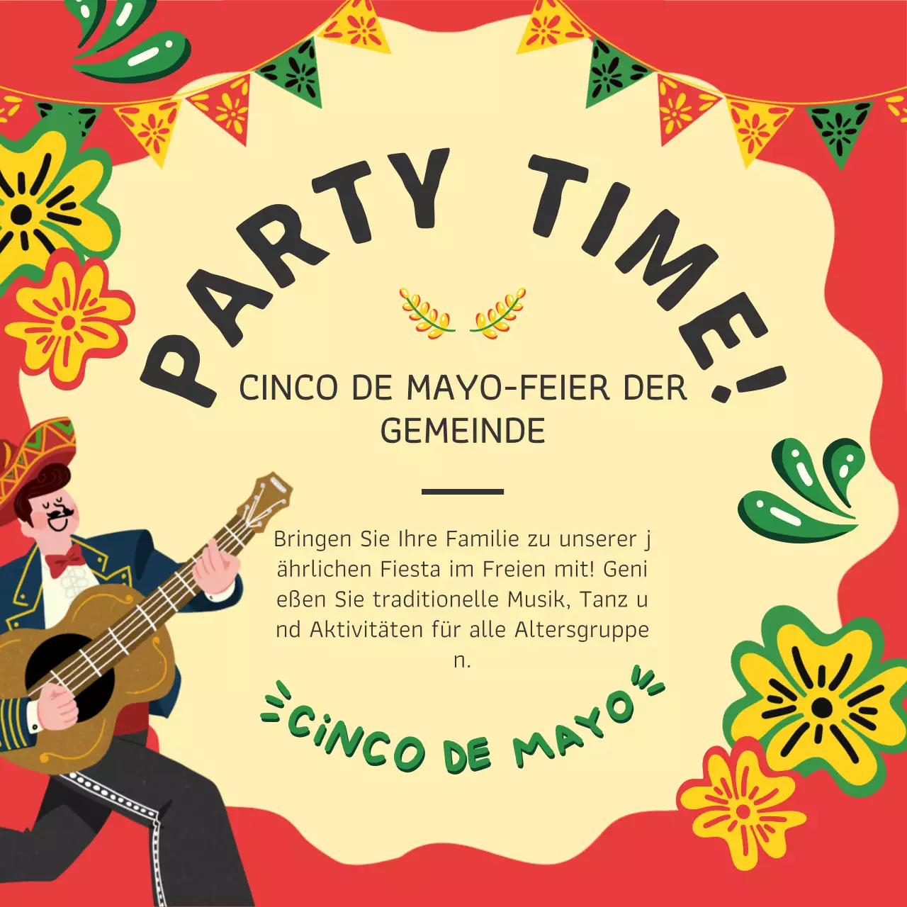 Orange und Gelb Charming Cinco de Mayo Community Event Werbung