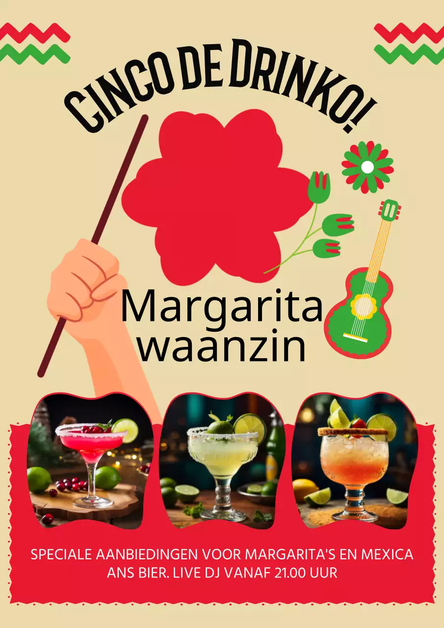 Groen en Rood Kitsch Cinco de Mayo Drankjes Evenement Advertentie