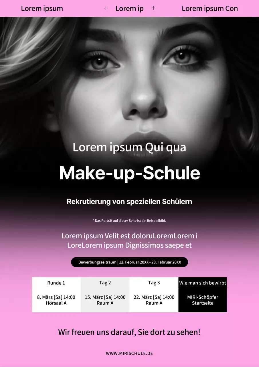 Ankündigung eines speziellen Vortrags über einfaches rosa und schwarzes Make-up